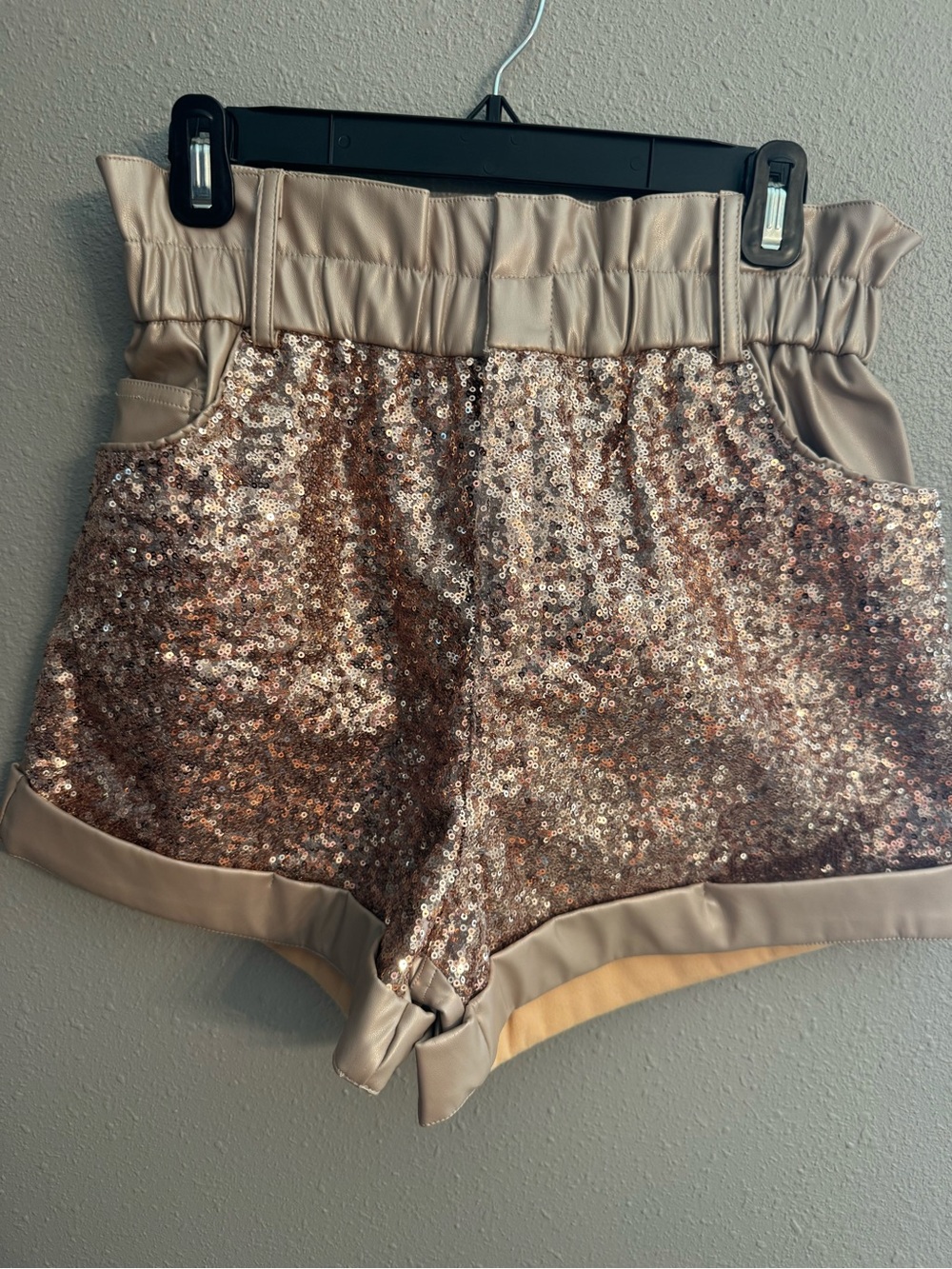 Fantastic Fawn Rose Gold Sequin High-Waist Shorts